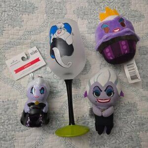 Disney Villains Ursula Wine Glass The Little Mermaid plush ornament lot